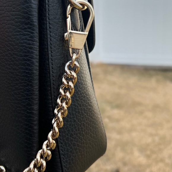 Gucci Dollar Calfskin Interlocking G Top Handle Shoulder Bag Black - Picture 12 of 15